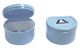 Livingstone Recyclable Polypropylene Denture Cup, Hinged Lid, with Strainer, 90 x 85 x 55mm, Light Blue Colour, Each