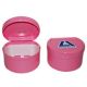 Livingstone Recyclable Polypropylene Denture Cup, Hinged Lid, with Strainer, 90 x 85 x 55mm, Pink Colour, Each
