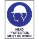 Livingstone Printed Sign 'Head Protection Must Be Worn', 450 x 600 mm, Metal, Each