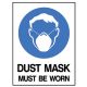 Livingstone Printed Sign 'Dust Mask Must Be Worn', 225 x 300 mm, Metal, Each