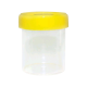 Flat Bottom Polypropylene Specimen Containers w/Polyethylene Screw Cap, 120ml, Unlabelled, Gamma Sterile, Yellow Capped, 250 per Carton