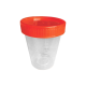 Specimen Sample Container, Urine Jar, 250ml, 20ml Increments, 80x101mm, Red Screw Cap, Unlabelled, Natural Clear Recyclable Plastic, 147/Ctn