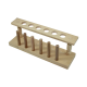 Livingstone Test Tube Rack Stand, Biodegradable Wood, 20mm Test Tube Diameter, 6 Holes with 6 Pegs, Varnished, Each